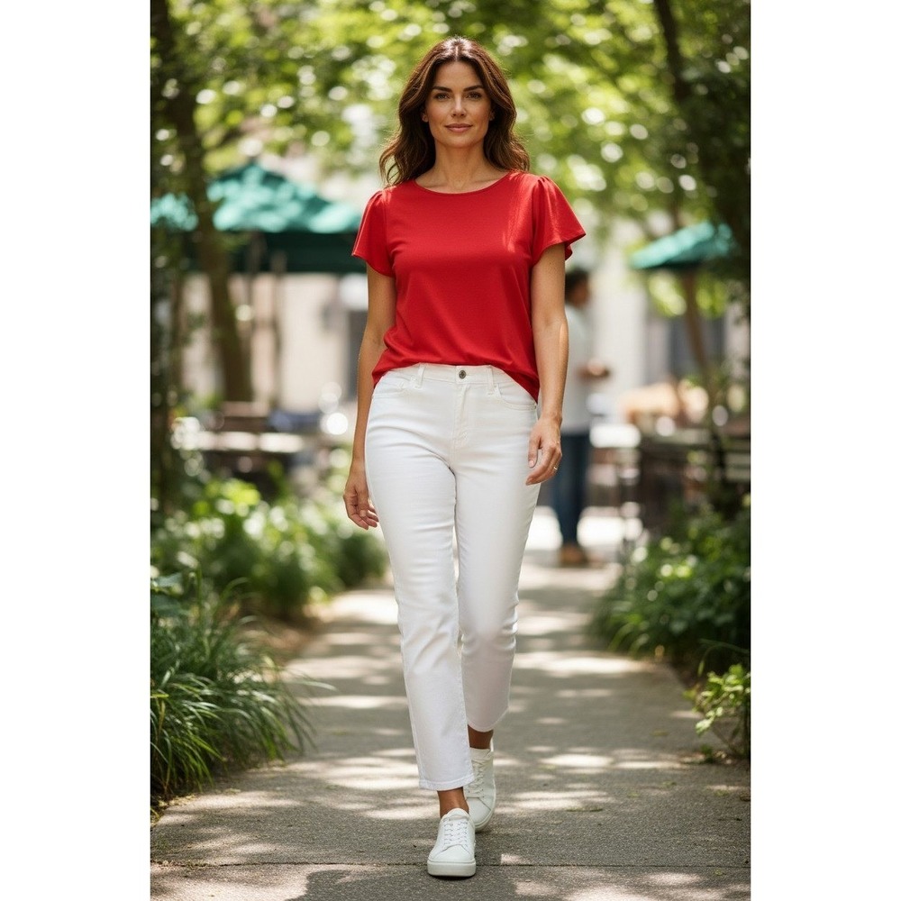 J.Crew Red Short Sleeve Blouse Keyhole Back Top M NWT Classic Minimalist $70
